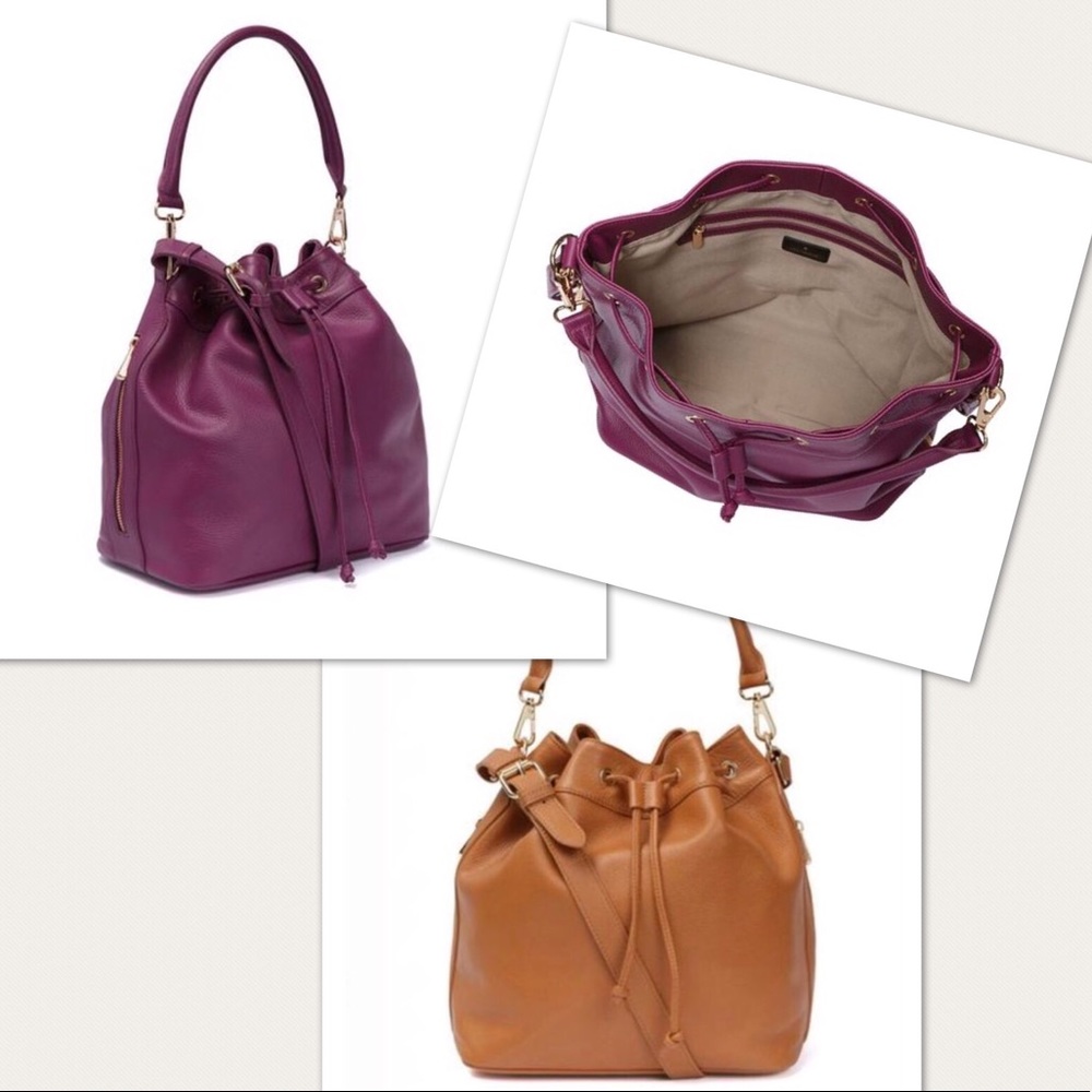 CLAIRE- Ora Delphine Bucket Bags Camel & Dahlia - Picture 5 of 5